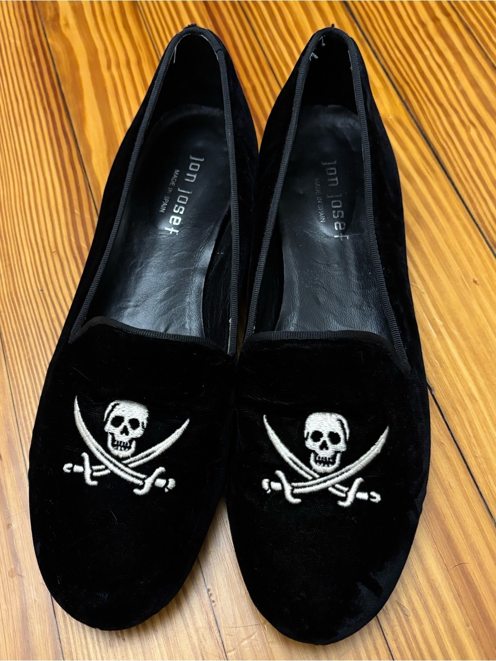 Jon Josef Black Velvet Gatsby Skull Shoes